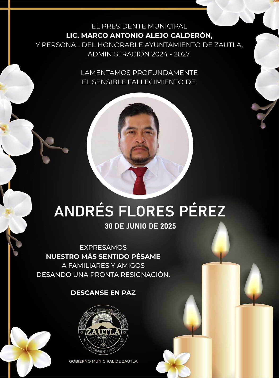 Con respeto, el presidente municipal Marco Antonio Alejo Calderon y el Honorable